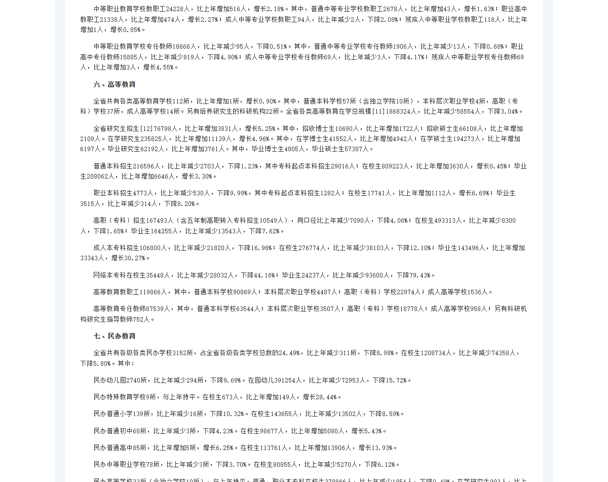 《2025年陕西省教育事业发展统计公报》高等教育部分（陕西省教育厅官网截图）